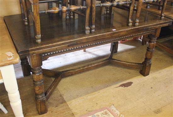 Refectory style extending oak dining table